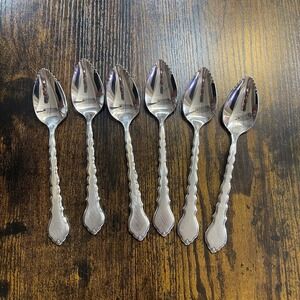 6 Oneida Community Cello Stainless Citrus Grapefruit Spoon Replacement Lot‎
